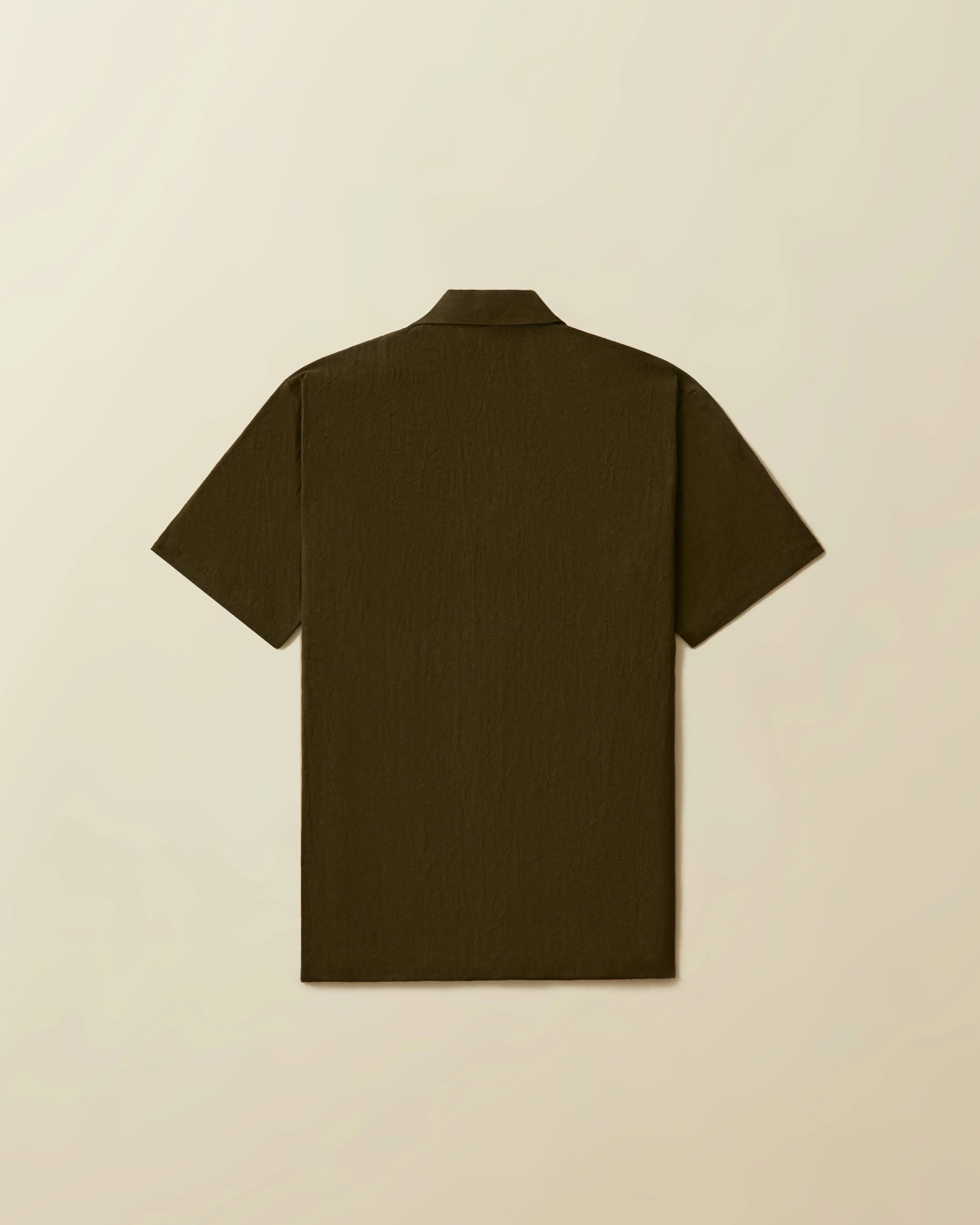 2 Pocket Linen Short Sleeve Button Down ( Olive )