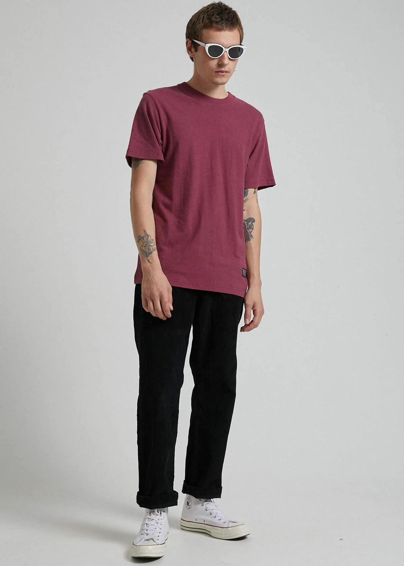 Afends Mens New Order - Hemp Retro Fit Tee - Port