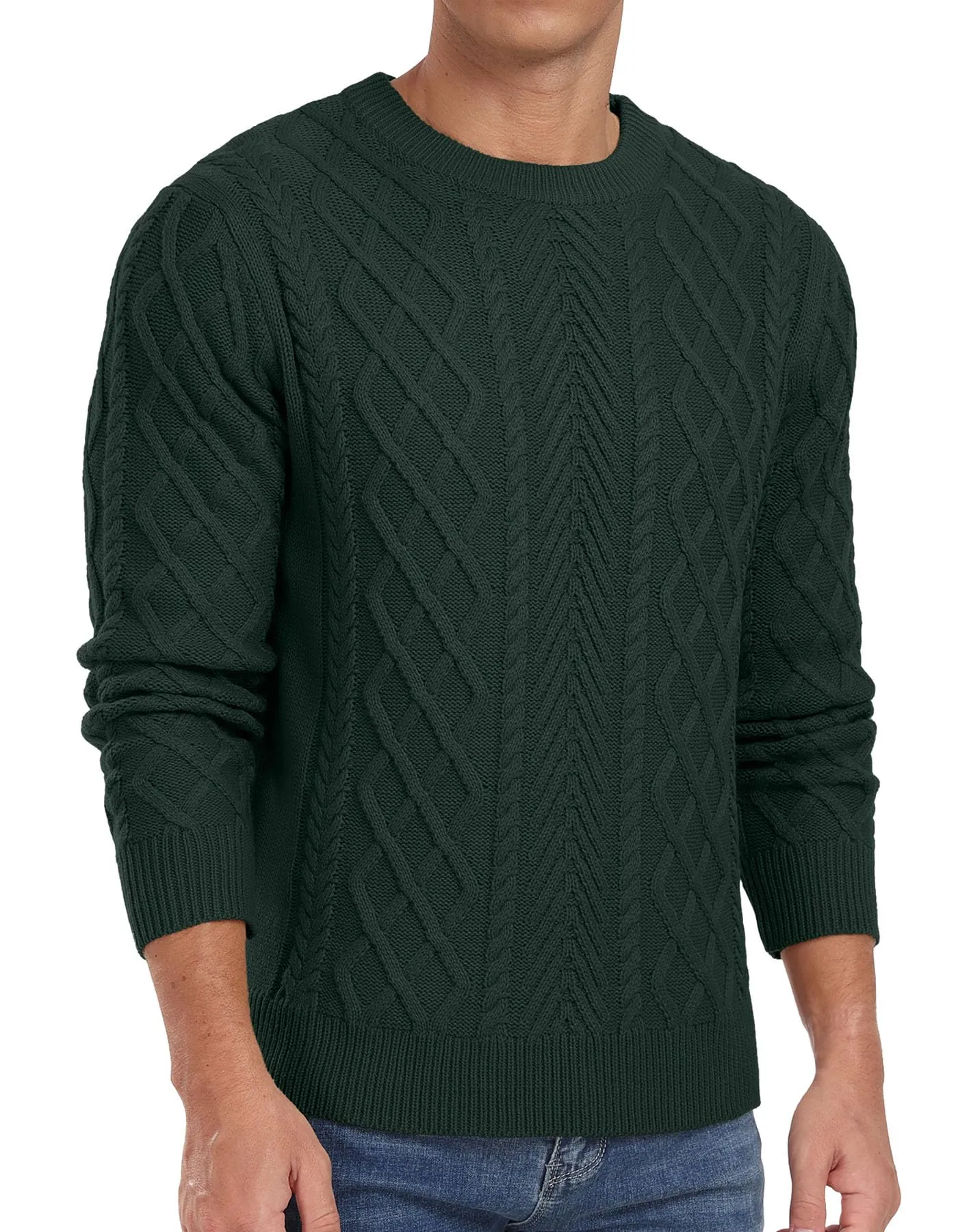 Askdeer Men's Fisherman Textured Pullover Sweater Casual Long Sleeve Crewneck Sweater Classic Soft Knitted Sweaters