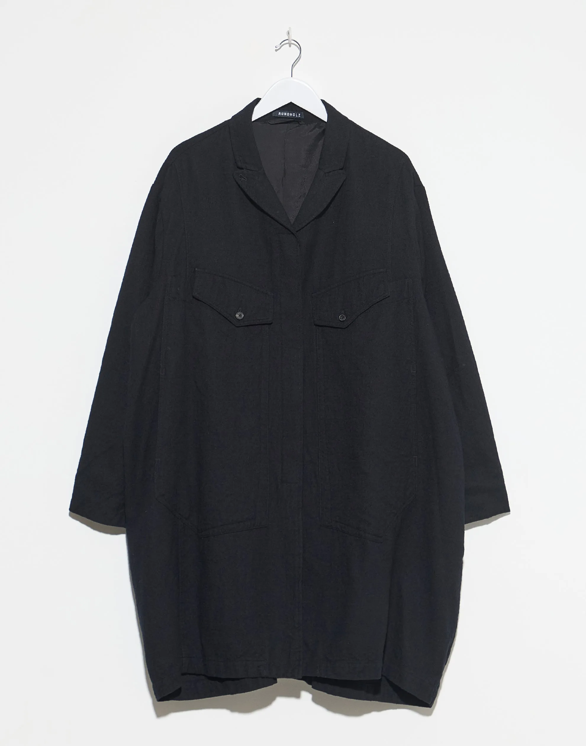 Black Wool & Cotton Trench Coat