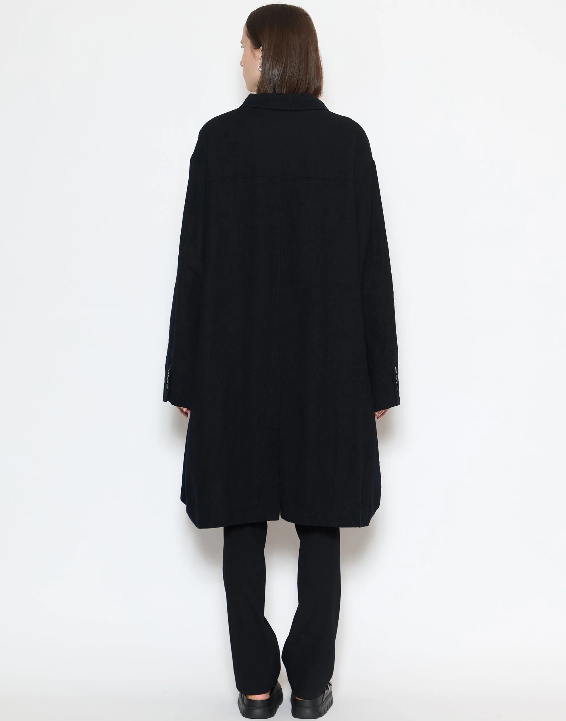 Black Wool & Cotton Trench Coat