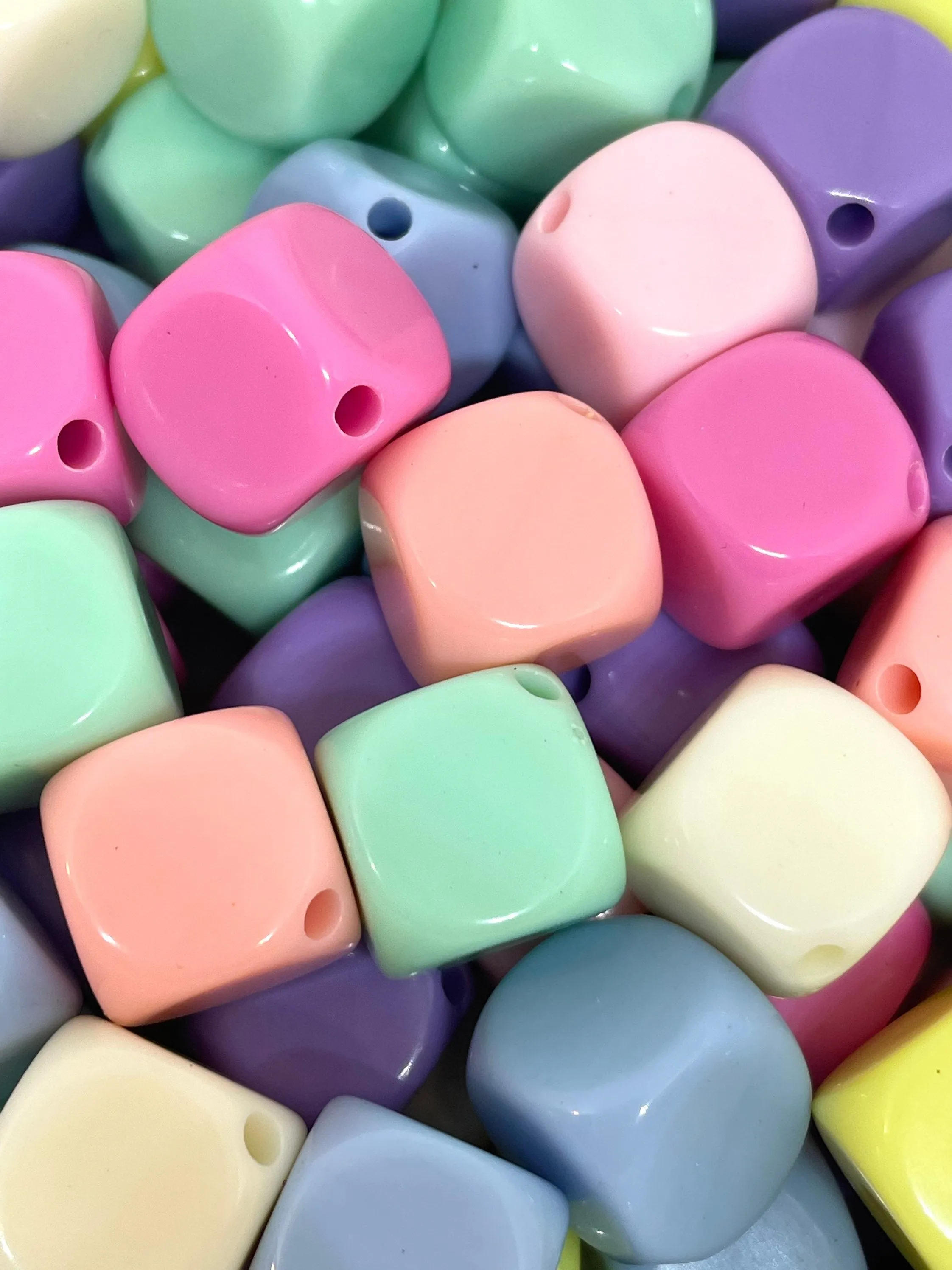 Chunky Pastel Cube Beads, Chunky Beads for Jewelry Making, Large Beads, 15mm Beads for Chunky Necklace