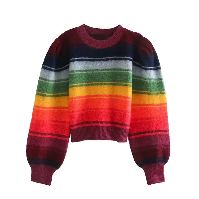 COLOR STRIPED KNITTED SWEATER