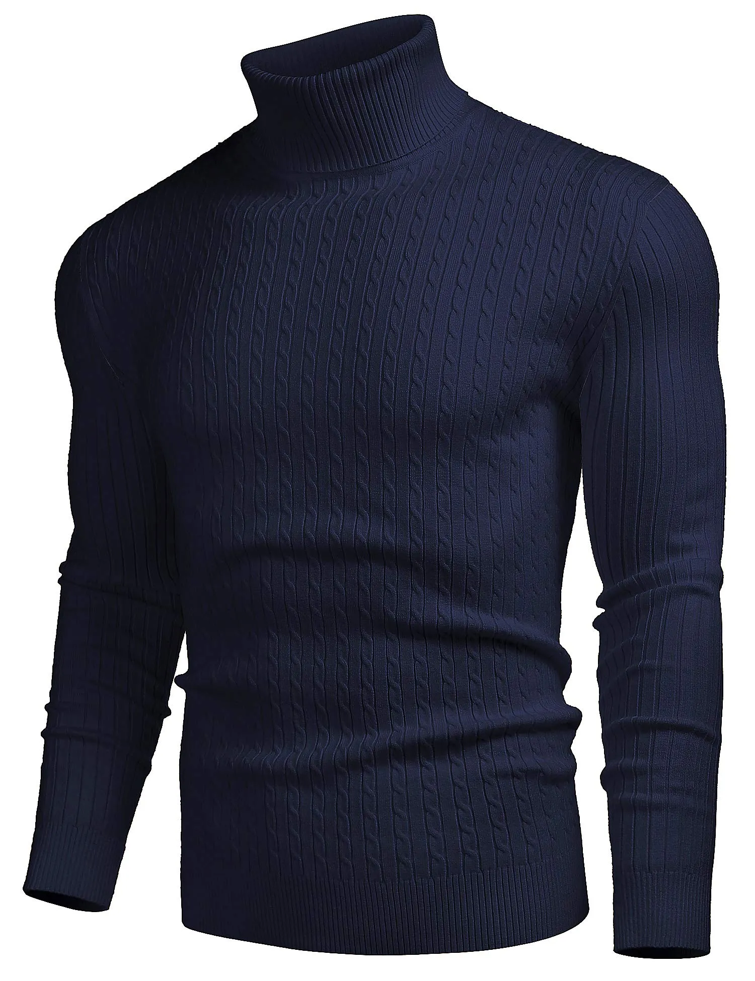 COOFANDY Men's Slim Fit Turtleneck Sweater Casual Twist Patterned Pullover Knitted Sweaters