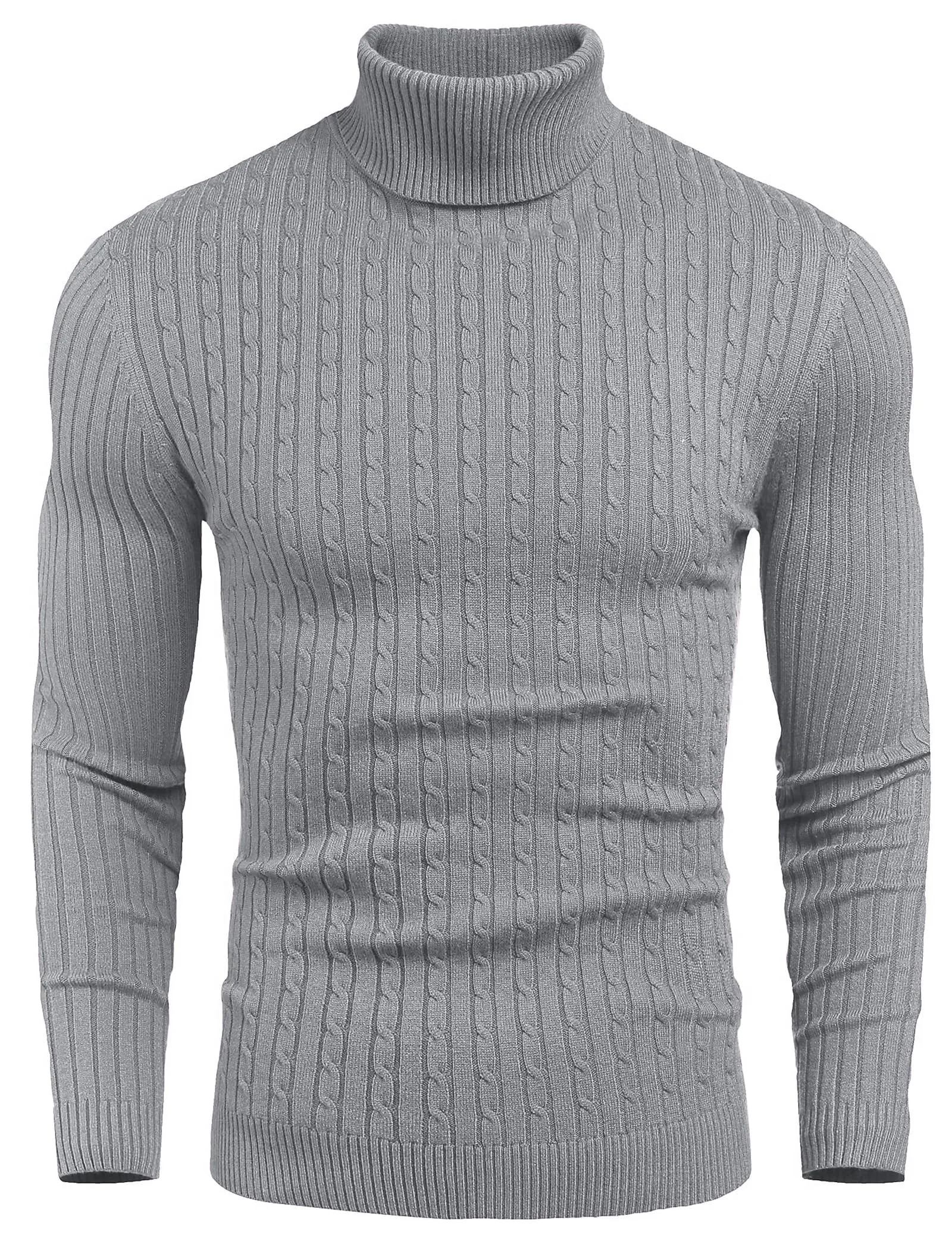 COOFANDY Men's Slim Fit Turtleneck Sweater Casual Twist Patterned Pullover Knitted Sweaters