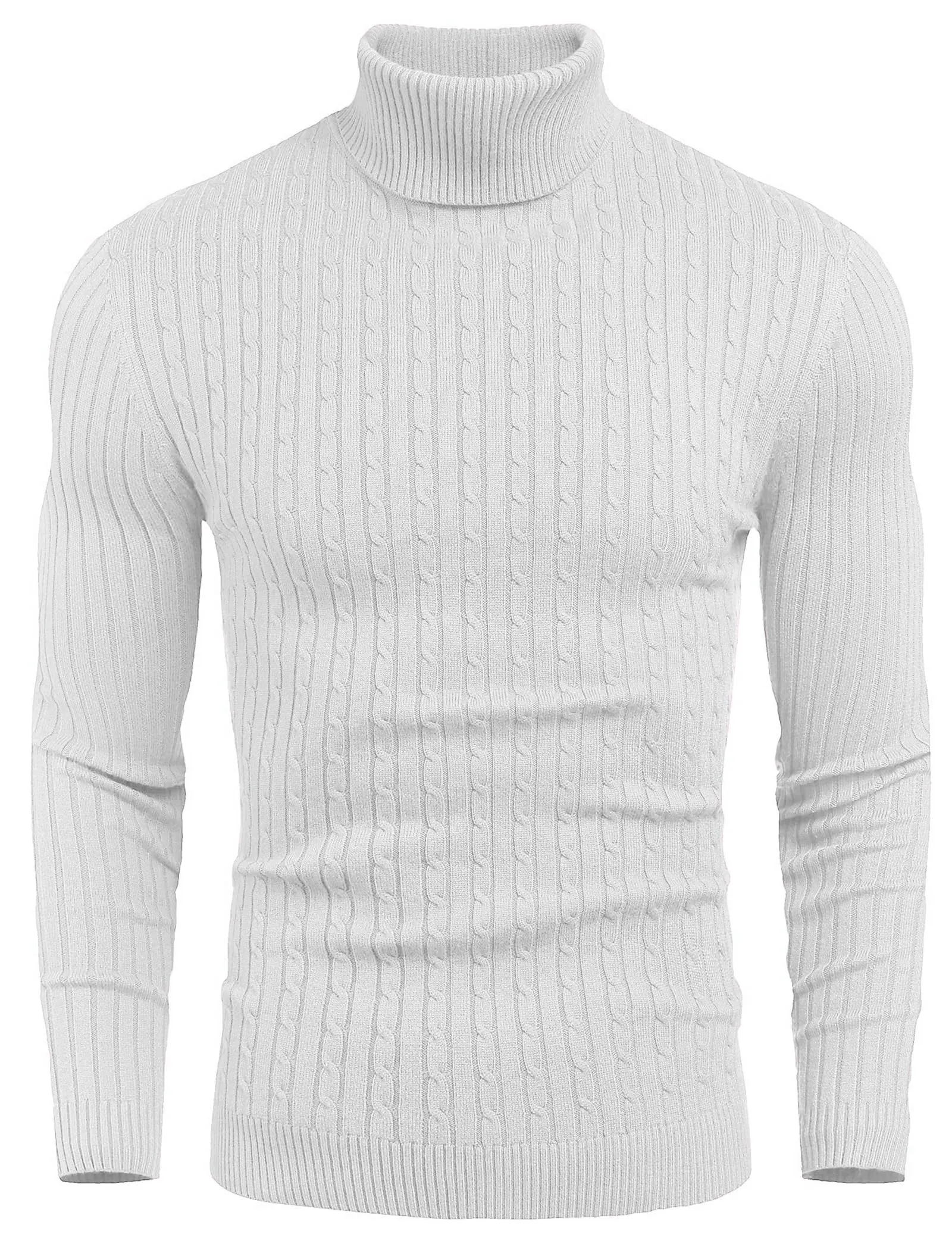 COOFANDY Men's Slim Fit Turtleneck Sweater Casual Twist Patterned Pullover Knitted Sweaters