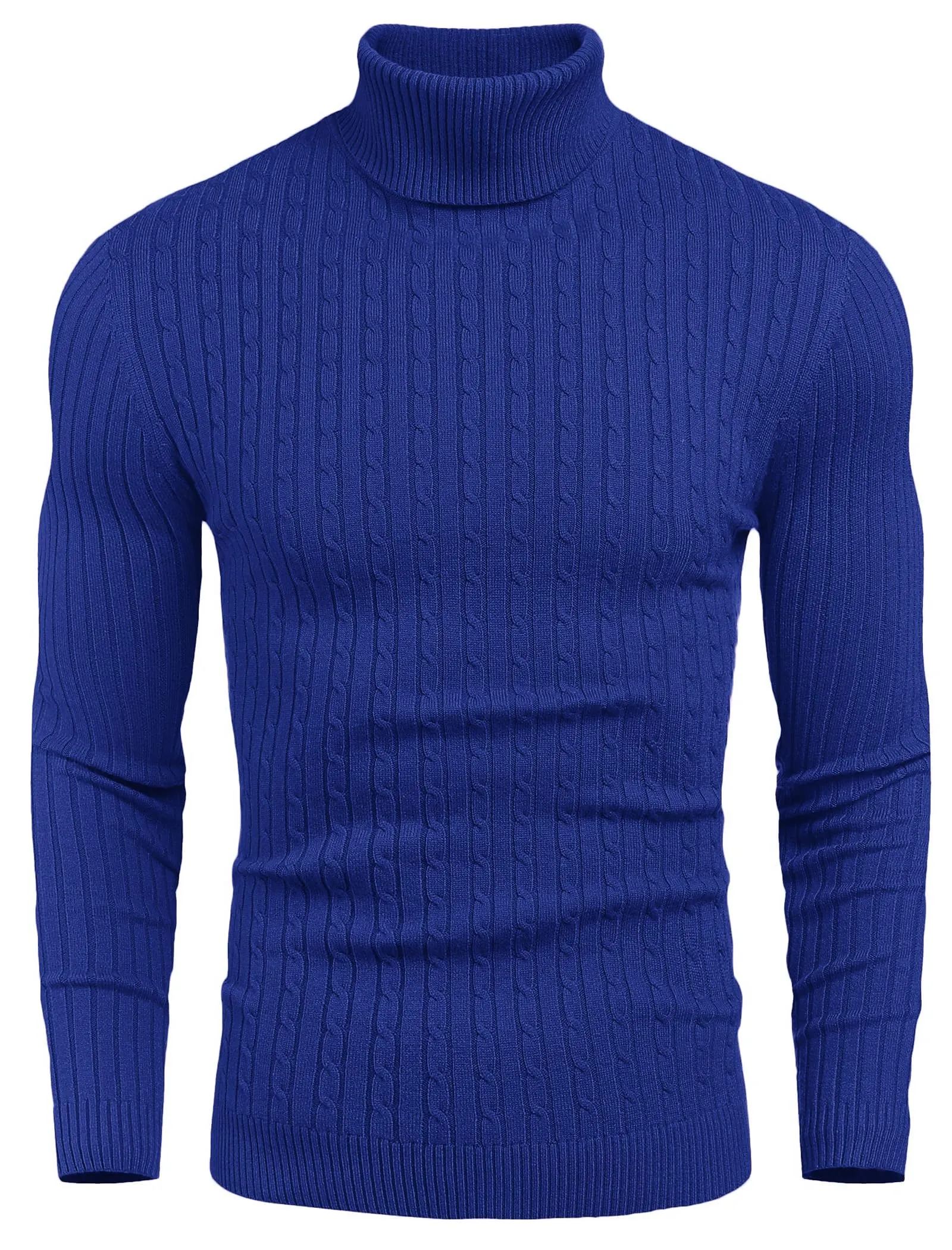 COOFANDY Men's Slim Fit Turtleneck Sweater Casual Twist Patterned Pullover Knitted Sweaters