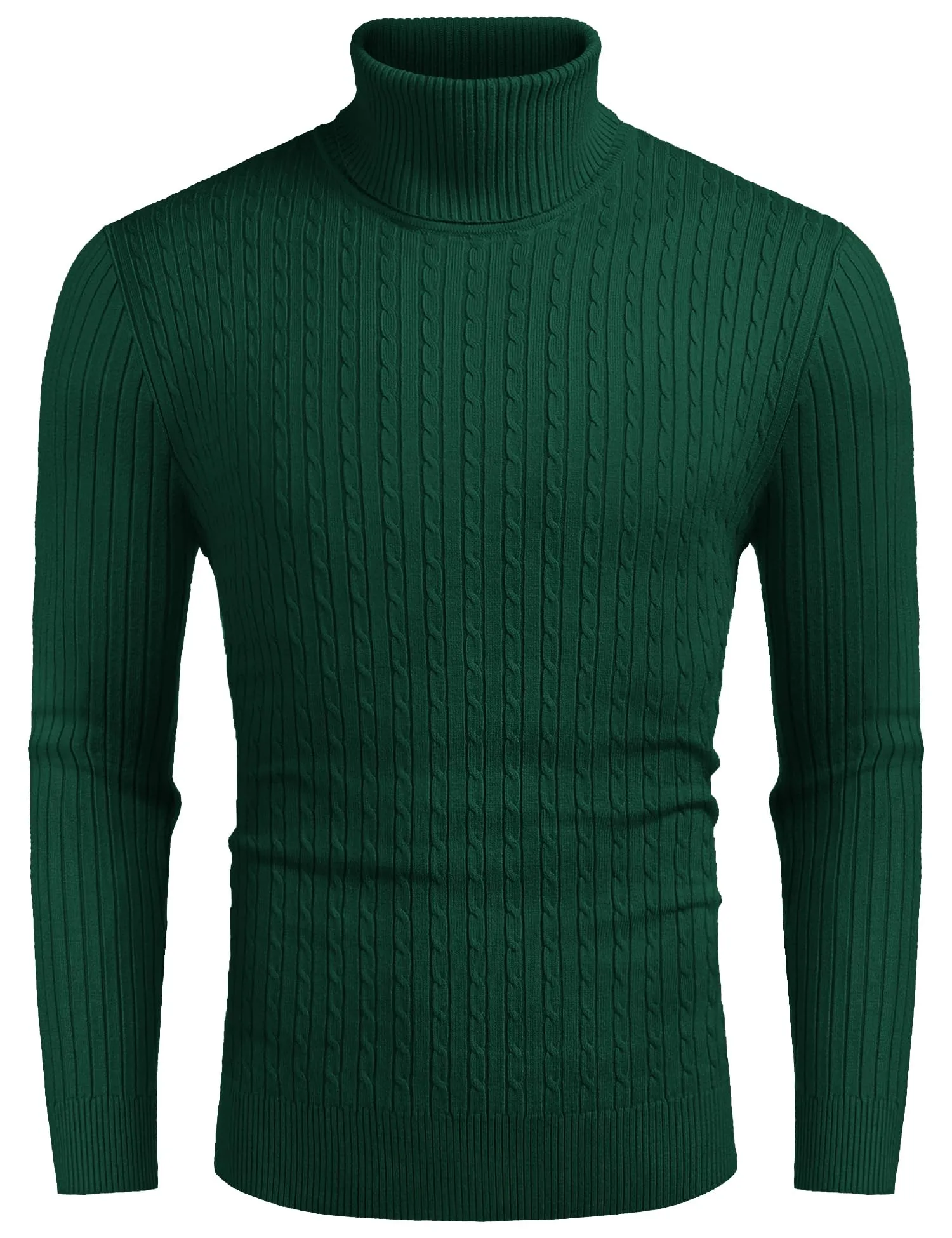 COOFANDY Men's Slim Fit Turtleneck Sweater Casual Twist Patterned Pullover Knitted Sweaters