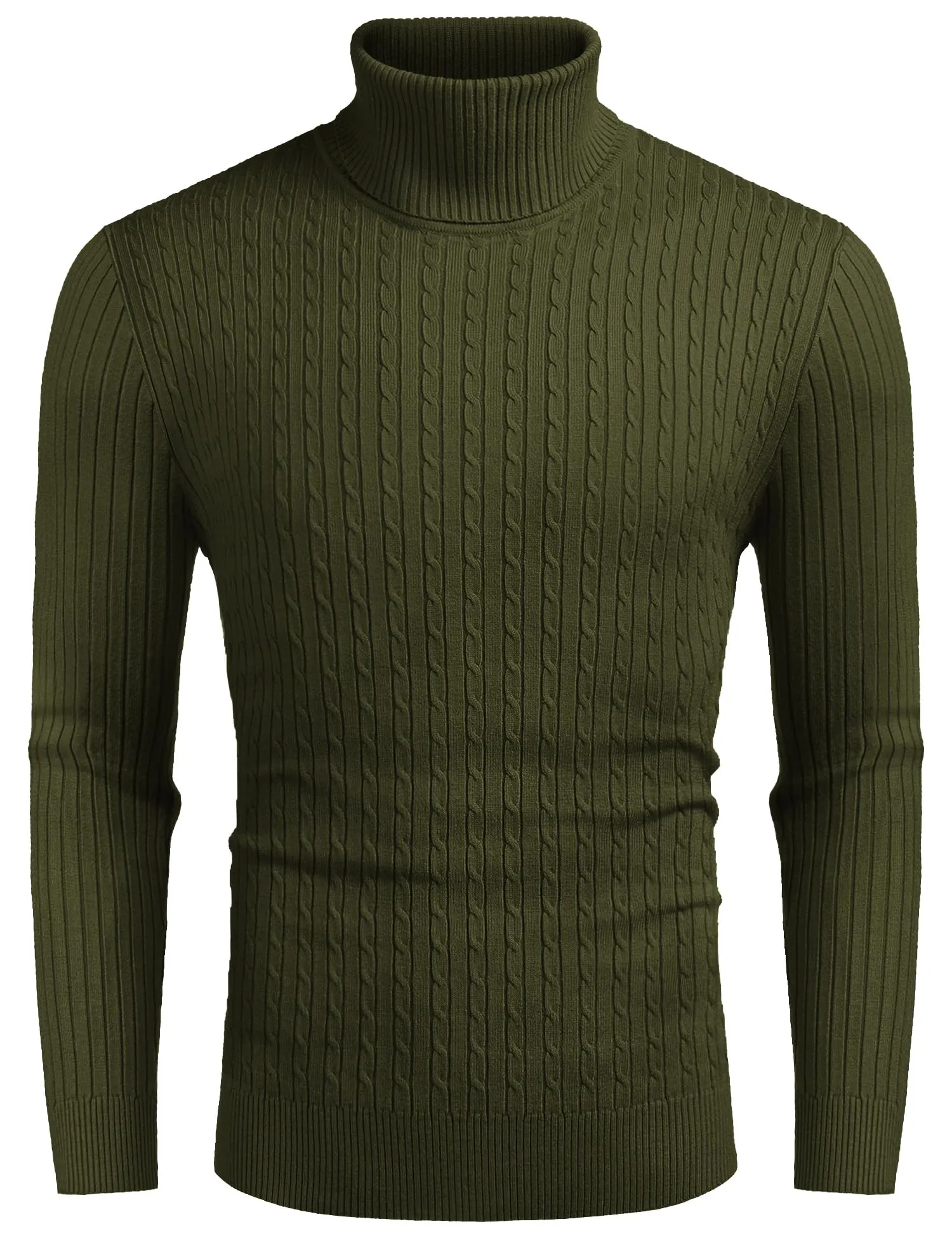 COOFANDY Men's Slim Fit Turtleneck Sweater Casual Twist Patterned Pullover Knitted Sweaters