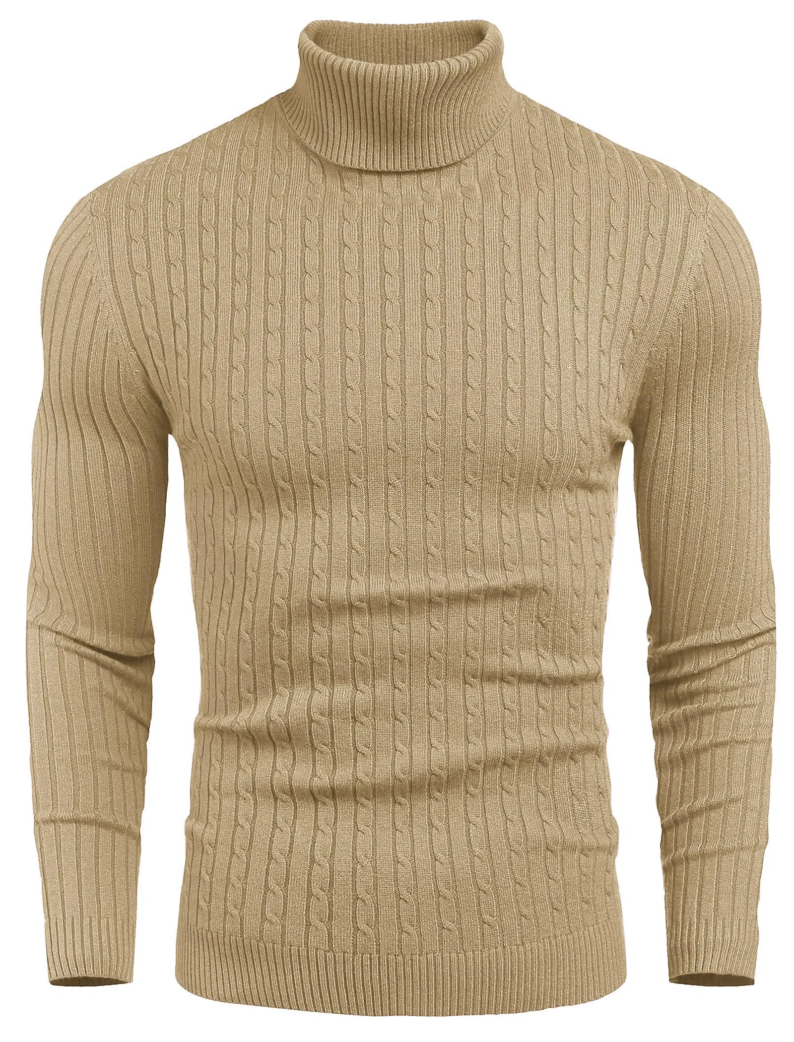COOFANDY Men's Slim Fit Turtleneck Sweater Casual Twist Patterned Pullover Knitted Sweaters