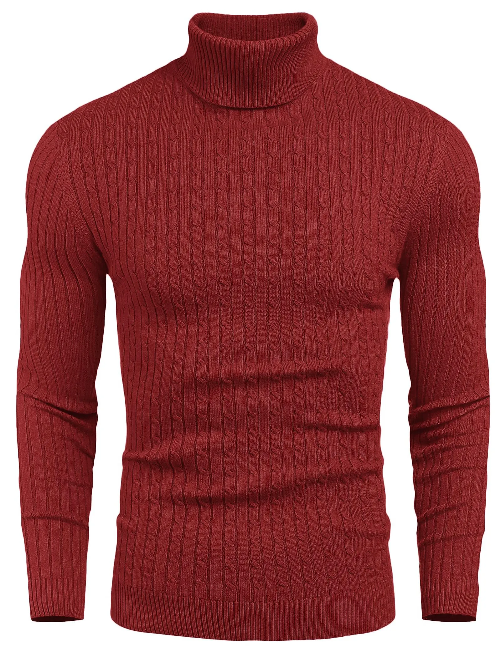 COOFANDY Men's Slim Fit Turtleneck Sweater Casual Twist Patterned Pullover Knitted Sweaters