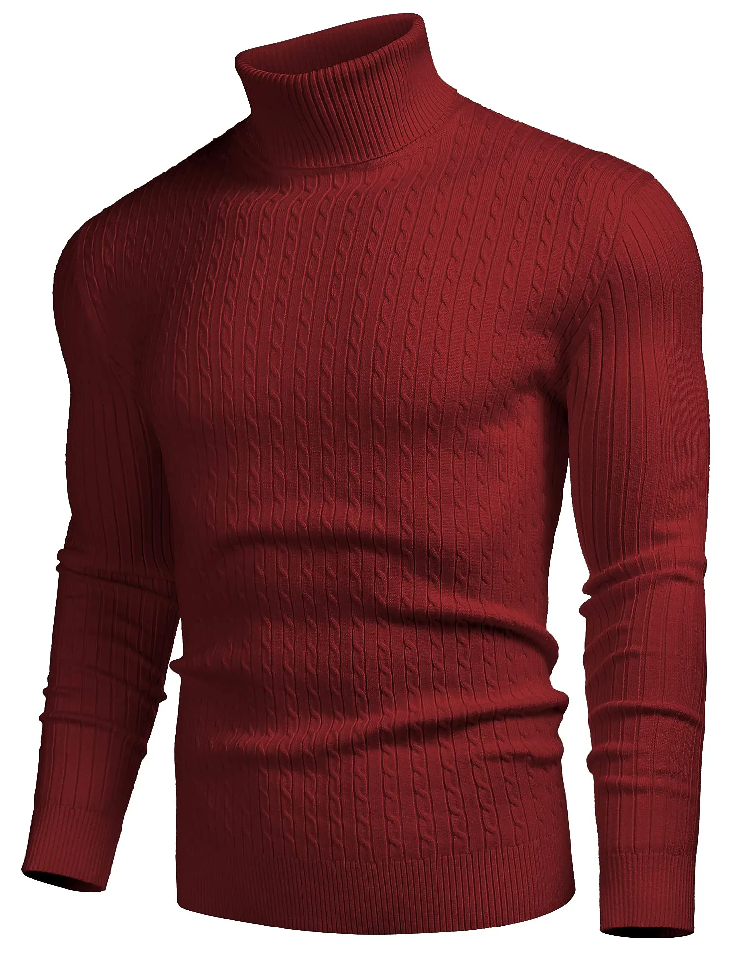 COOFANDY Men's Slim Fit Turtleneck Sweater Casual Twist Patterned Pullover Knitted Sweaters