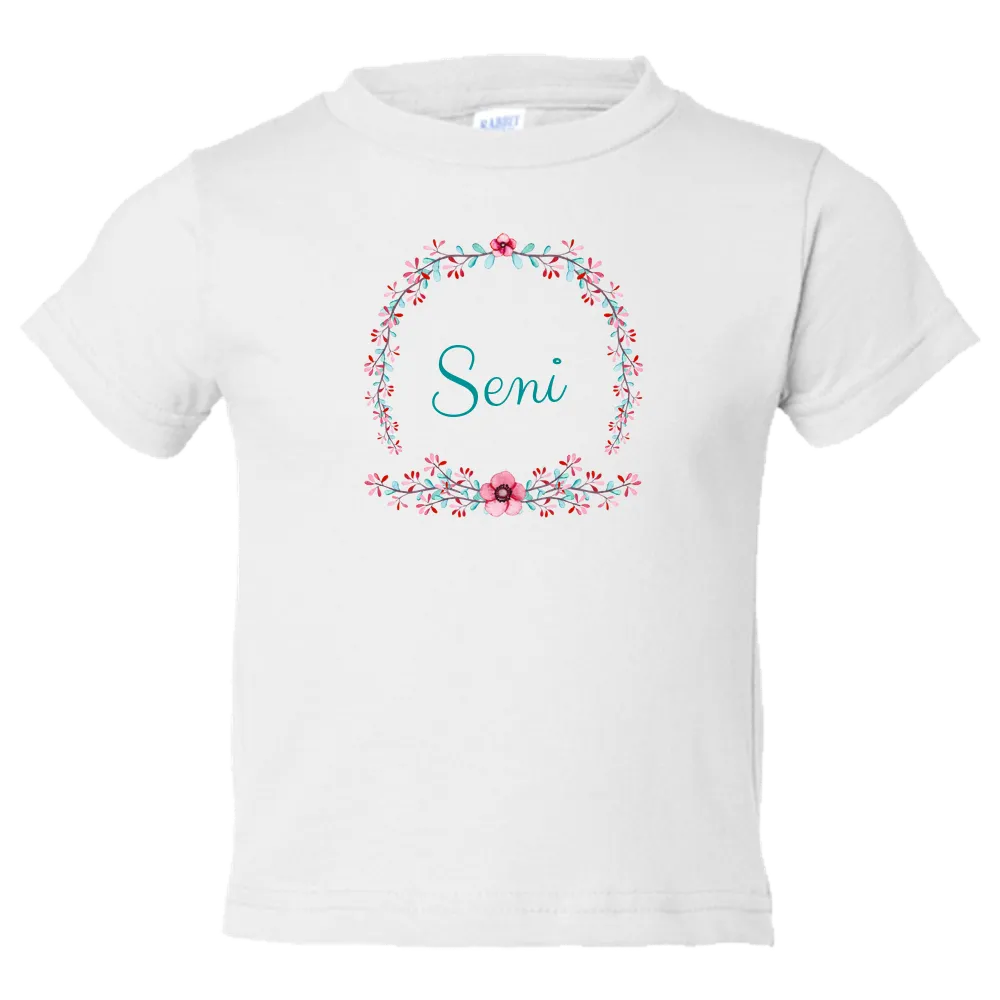 [FREE Shipping   10% Off] Unique Gift Personalized Initial Colorful Wreath Blossom Toddler Tees Family Matching Clothing Set [Expiry : Oct 12 (Fri)]
