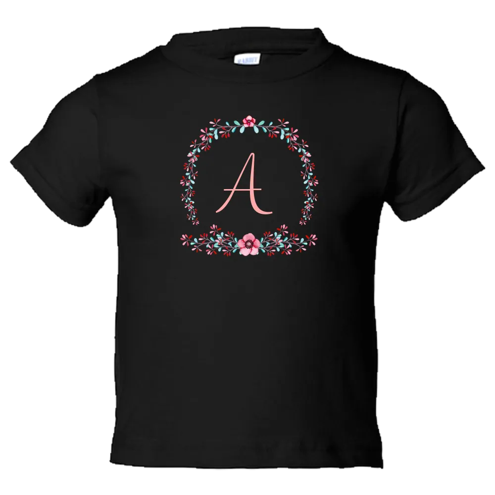 [FREE Shipping   10% Off] Unique Gift Personalized Initial Colorful Wreath Blossom Toddler Tees Family Matching Clothing Set [Expiry : Oct 12 (Fri)]