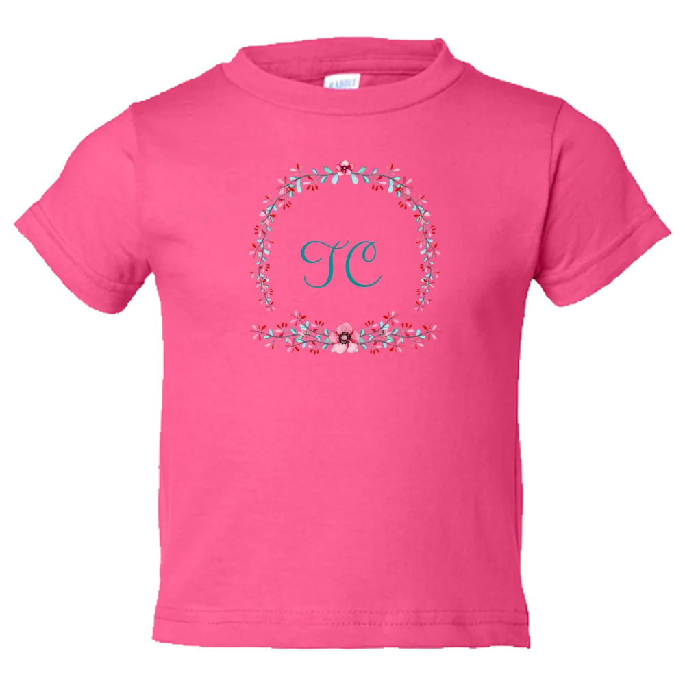 [FREE Shipping   10% Off] Unique Gift Personalized Initial Colorful Wreath Blossom Toddler Tees Family Matching Clothing Set [Expiry : Oct 12 (Fri)]