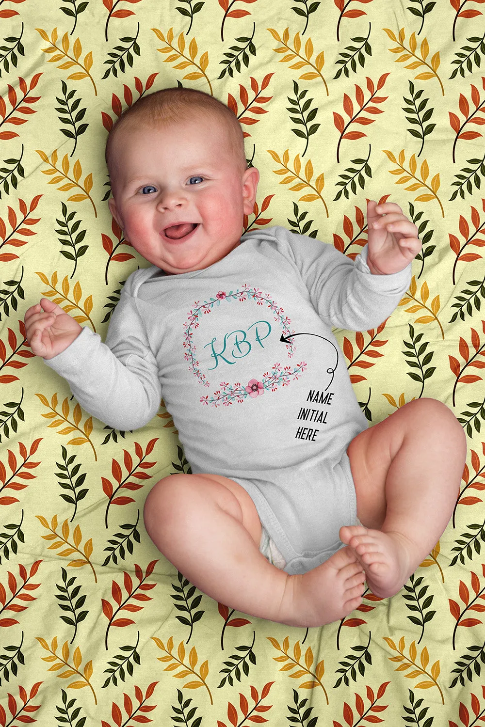 [FREE Shipping   15% Off] Unique Gift Personalized Initial Colorful Wreath Blossom Baby Body Suit Family Matching Clothing Set [Expiry : Oct 12 (Fri)]