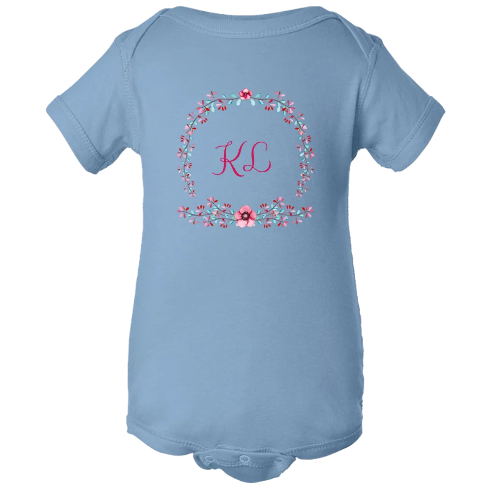 [FREE Shipping   15% Off] Unique Gift Personalized Initial Colorful Wreath Blossom Baby Body Suit Family Matching Clothing Set [Expiry : Oct 12 (Fri)]
