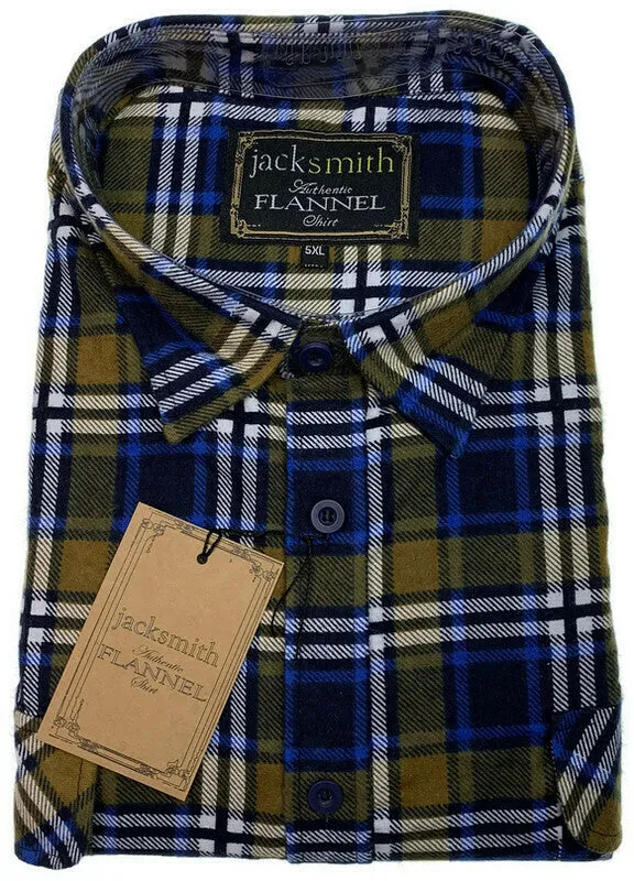 Mens Half Placket Flannelette Long Sleeve Pullover Shirt 100% Cotton Check Authentic Flannel
