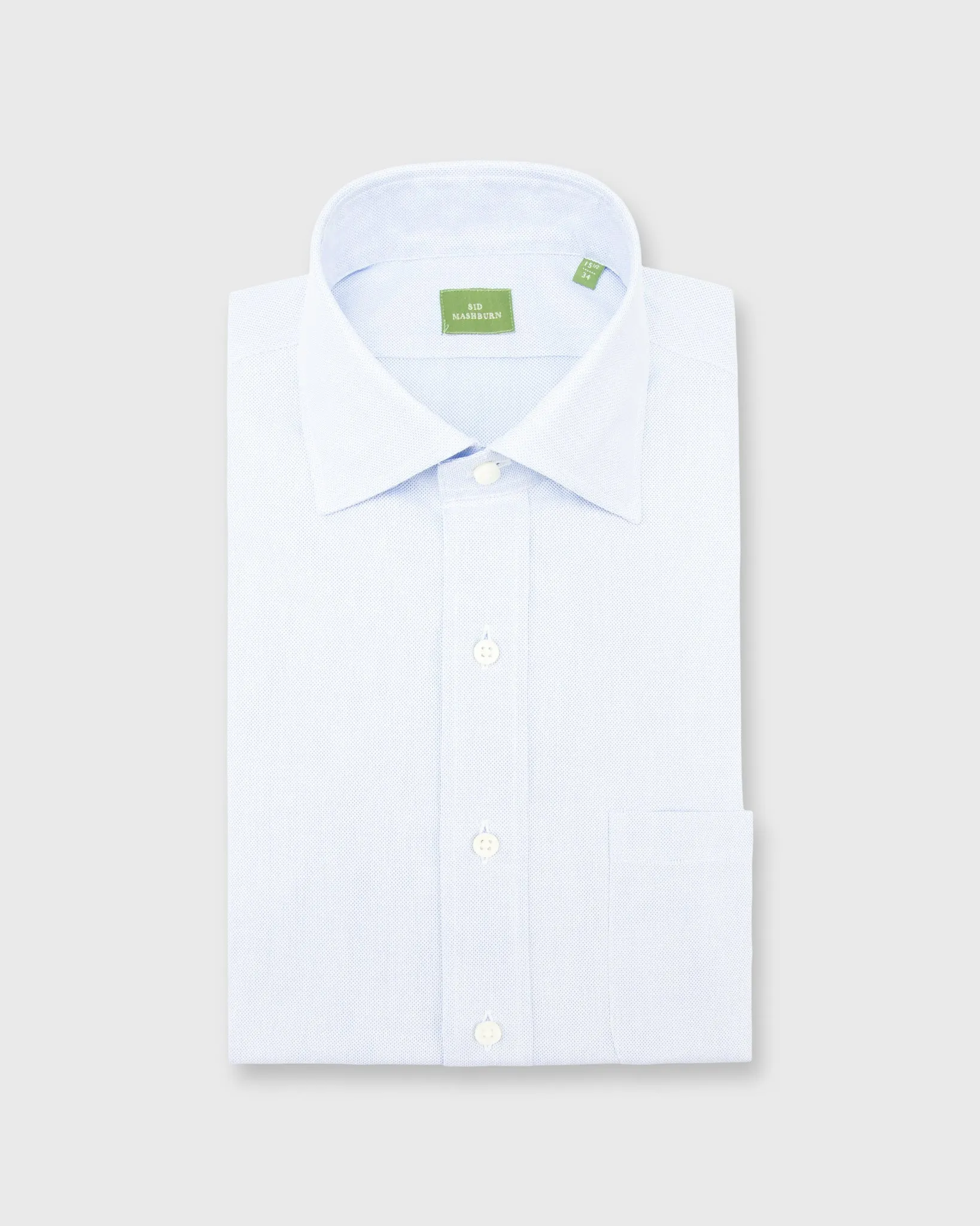 Spread Collar Dress Shirt in Pale Blue Micro Cellulare