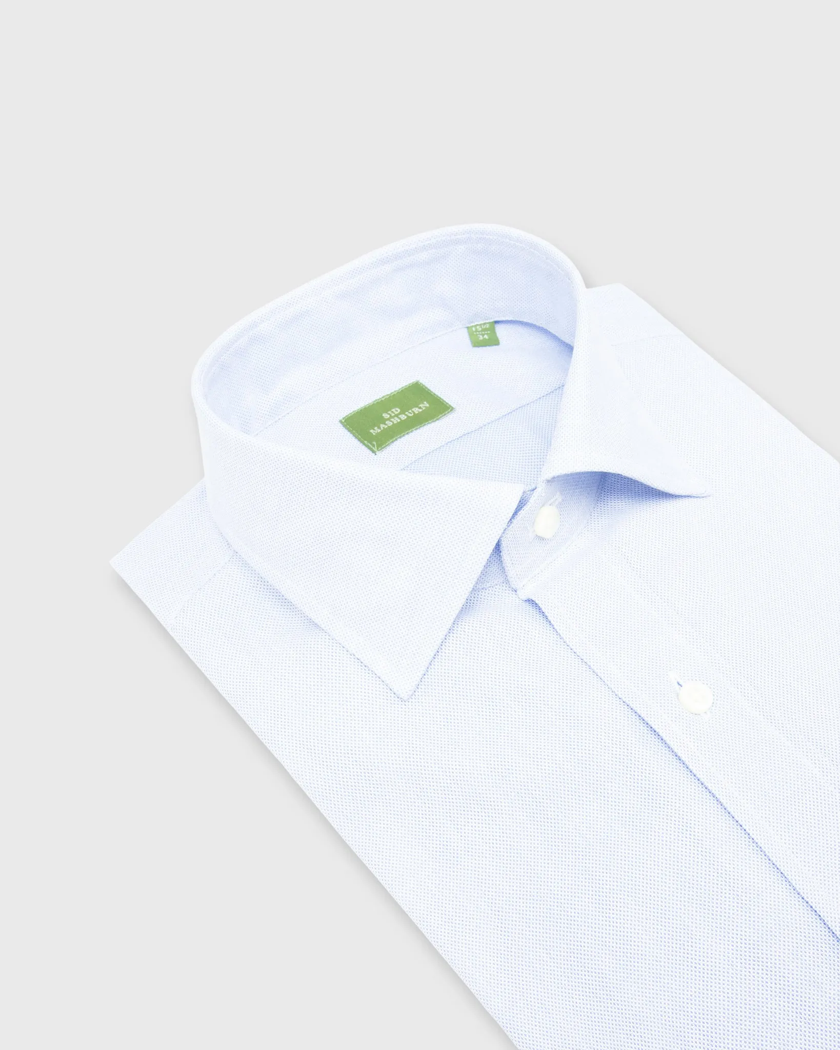 Spread Collar Dress Shirt in Pale Blue Micro Cellulare