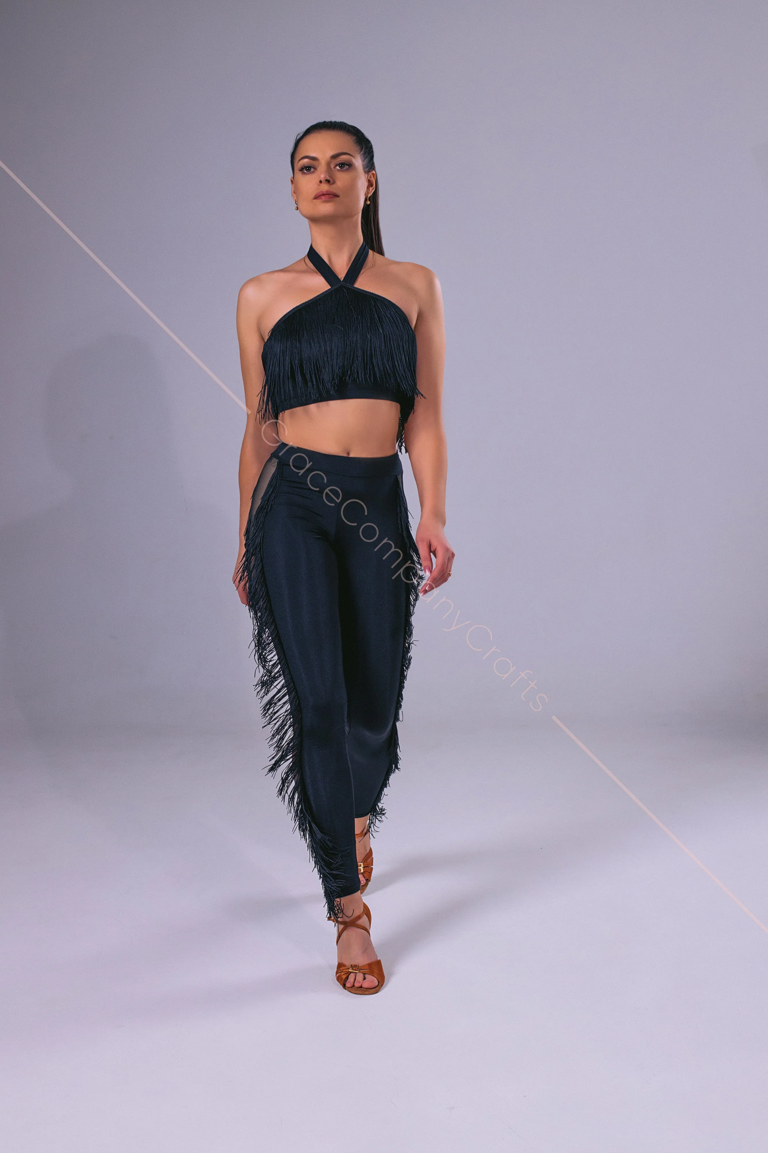 Women's leggings with fringe stripes