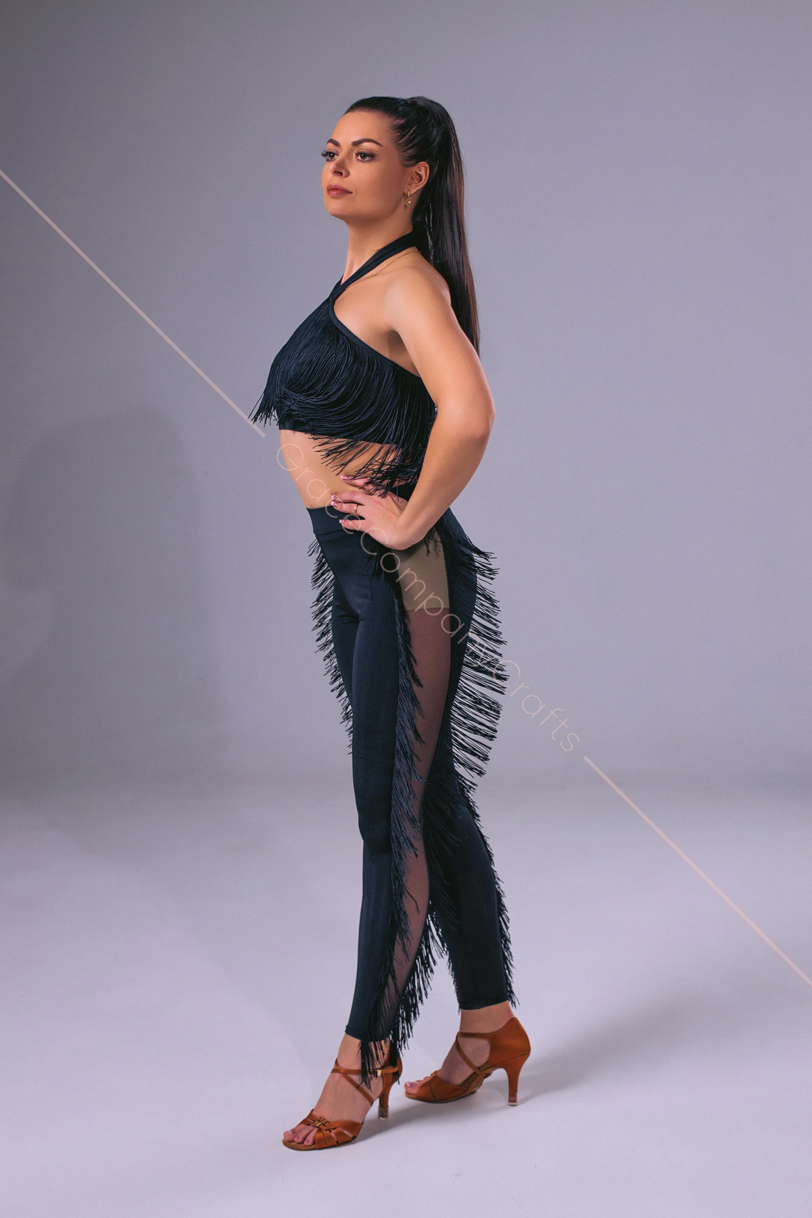 Women's leggings with fringe stripes