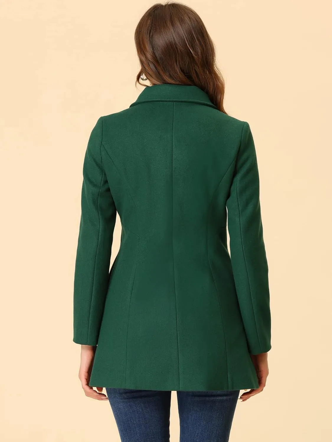 Women'S Peter Pan Collar Double Breasted Winter Long Trench Pea Coat