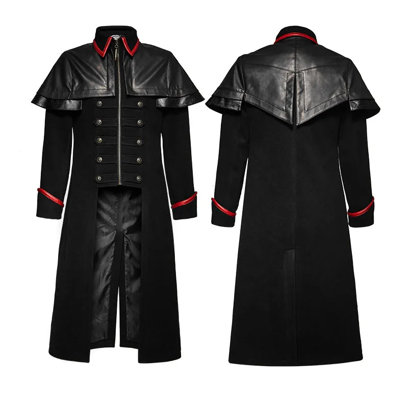 Y-712 Military Leather Long Gothic Trench Coats Double-breasted