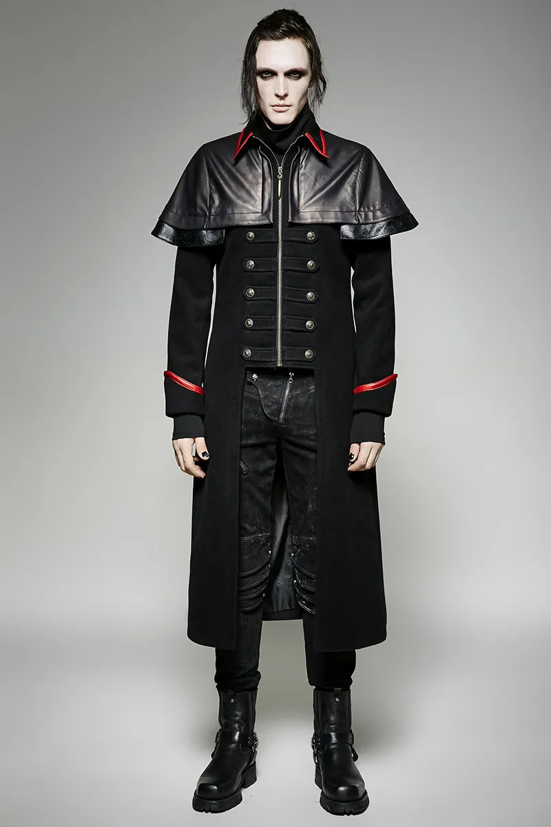 Y-712 Military Leather Long Gothic Trench Coats Double-breasted