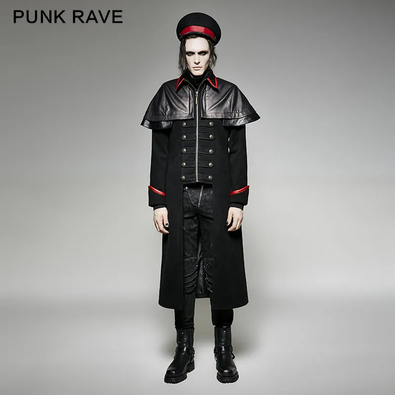 Y-712 Military Leather Long Gothic Trench Coats Double-breasted