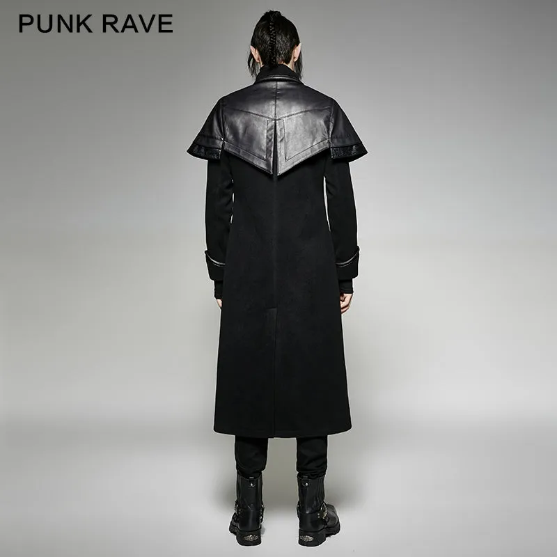 Y-712 Military Leather Long Gothic Trench Coats Double-breasted
