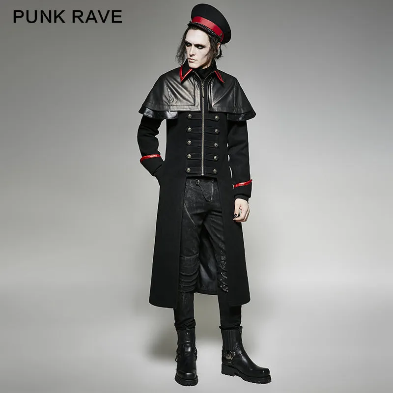 Y-712 Military Leather Long Gothic Trench Coats Double-breasted